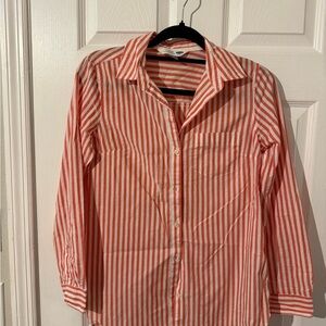 Old Navy Women’s Orange  and White Striped Tunic button down Shirt